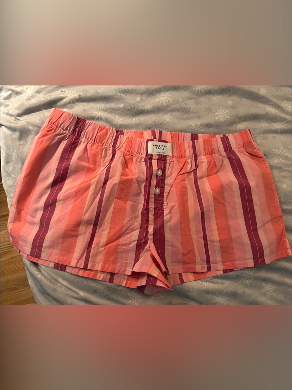 American Eagle Outfitters Pink & Coral Striped Cotton Lounge Shorts